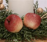 Dekorace jablíčka s glitry 3,5x3cm - 1ks
