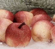 Dekorace jablíčka s glitry 3,5x3cm - 1ks