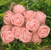 Růžičky pěnové na drátku 12ks - na svatbu i k dekoraci - Růžové