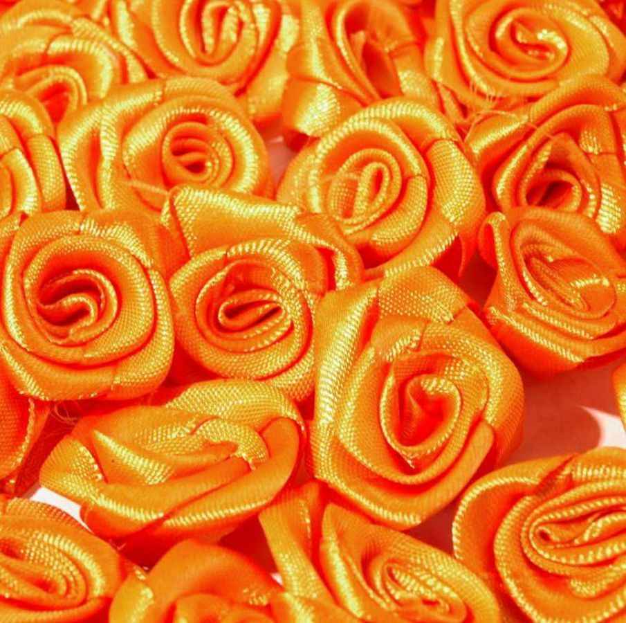 Růžičky saténové Ø 13-15mm - 1ks - Ostrá oranžová