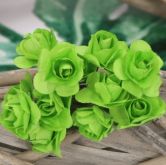 Růžičky papírové cca 20mm - 12ks - hrášková zelená