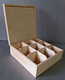 Dřevěná krabička 9 přihrádek /na čaje a jiné drobnosti 24x20 cm