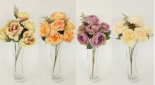 Dekorace kytice RŮŽÍ 42cm | Meruňkovo růžová, Starorůžová, Vanilka, Žluto růžová