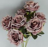 Dekorace umělá kytice Anglická růže staro-růžová 36cm - 7květu