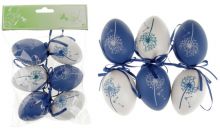Velikonoční dekorace vajíčka na zavěšení MODRÉ 6cm - 6ks