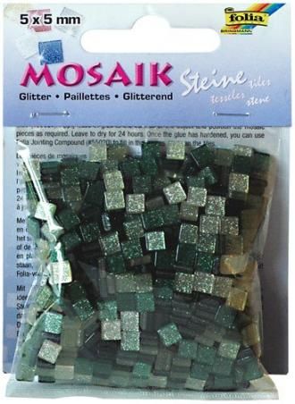 Mozaika TŘPYTIVÁ zelená 5x5mm,ressin