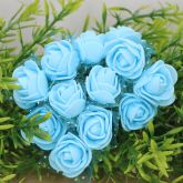 Růžičky pěnové na drátku 12ks - na svatbu i k dekoraci - Modré
