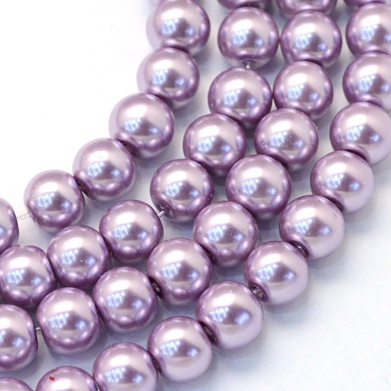 Skleněné voskované perly Ø4mm - 72ks k výrobě různých módních doplňků, korálů, náramků, náhrdelníků a na ruční práce. - Lila