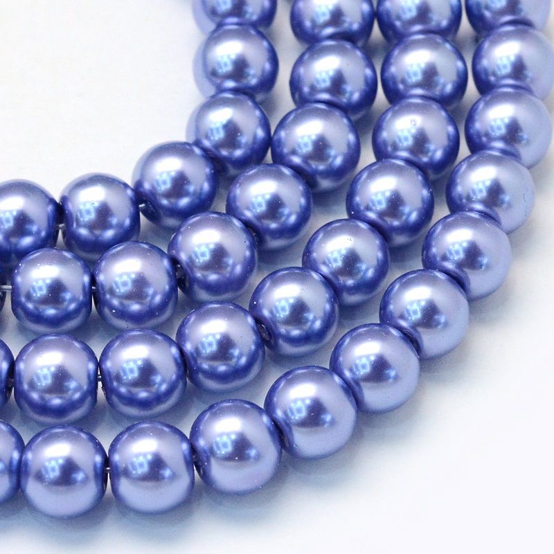 Skleněné voskované perly Ø4mm - 72ks - Modrá