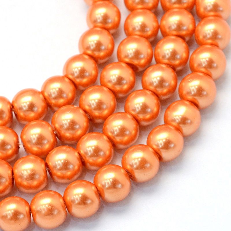 Skleněné voskované perly Ø4mm - 72ks k výrobě různých módních doplňků, korálů, náramků, náhrdelníků a na ruční práce. - Oranžová
