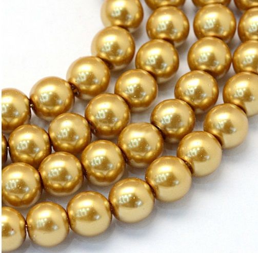 Skleněné voskované perly Ø4mm - 72ks - Zlatá antik