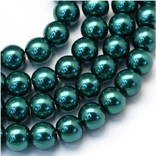 Skleněné voskované perly Ø6mm - 36ks / na výrobu módních doplňků, náramků, na ruční tvoření. - Smaragdová
