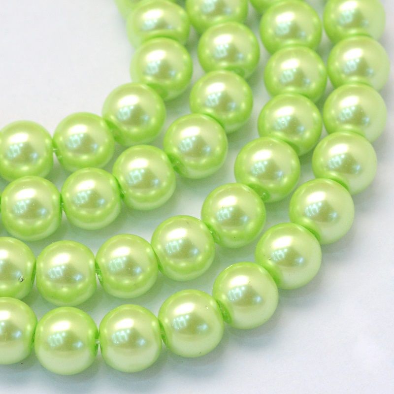 Skleněné voskované perly Ø6mm - 36ks / na výrobu módních doplňků, náramků, na ruční tvoření. - Zelené jablko