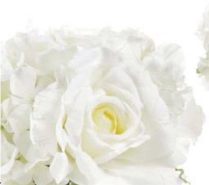 Dekorace umělá KYTICE hortenzie růže 28cm - Smetanová
