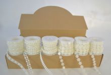 Perličky na silonu perleťové bílé - 1,5m | Kuličky dvě řady, Květinky, Květinky, Květinky, Obdelníky, Oválky