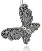 Přívěsek kov Motýl filigrán 60,5x41x1,3mm barva antik stříbrná - 1ks