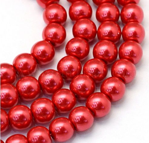 Skleněné voskované perly Ø6mm - 36ks / - Červené