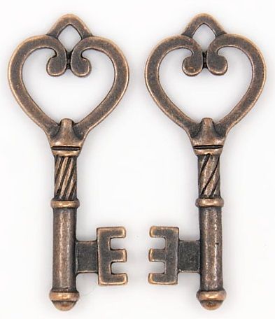 Bižuterní dekorace Klíč barva antik měděná 46,5x18x4mm - 1ks