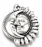 Bižuterní dekorace Měsíc a slunce barva antik stříbrná 20x16x3,5mm- 1ks