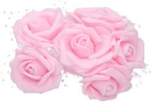 Růžičky na drátku pěnové s tylovým závojem 35mm - 6 růžiček - Fialová