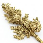 Dekorace umělá glitrová zlatá Větvička 18cm - 1ks