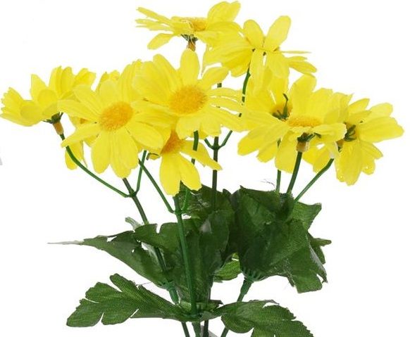 Dekorace umělá kytice Slunečnice 24cm -12 slunečnic/cca 5cm - Žluté