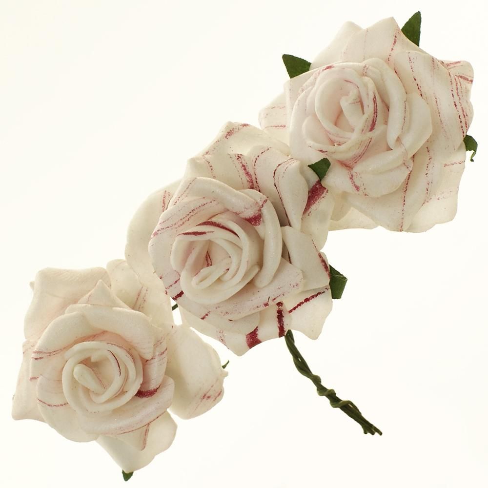 Růžičky saténové na drátku 12ks - na svatbu i k dekoraci
