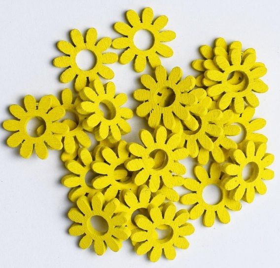 Dekorace dřevěná Květinky 20mm - 20ks - Žluté