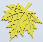 Dekorace dřevěná List žlutý 80mm - 1ks