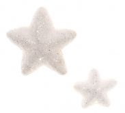 Dekorace polystyr. Hvězdičky sněhové s glitry 35a25mm - 24ks