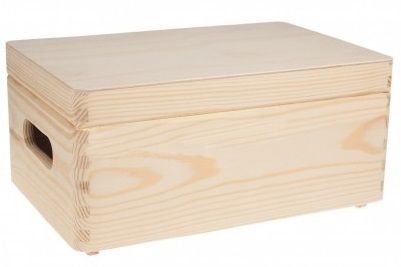 Dřevěná bedýnka MALÁ (L) s víkem a úchyty 20x30cm