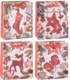 Dárková taška vánoční 14x12x6 cm - 1ks | Jelen, Ponožka, Rukavičky, Stromeček