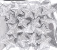 Dekorace polystyr. Hvězdička s glitry 40mm - 1ks - Sněhová
