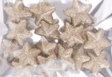 Dekorace polystyr. Hvězdička s glitry 40mm - 1ks | Červená, Sněhová, Stříbrná, Zlatá