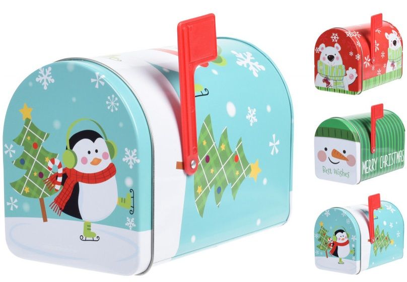 Dekorace Vánoční Poštovní schránka 110x155mm - Sněhulák