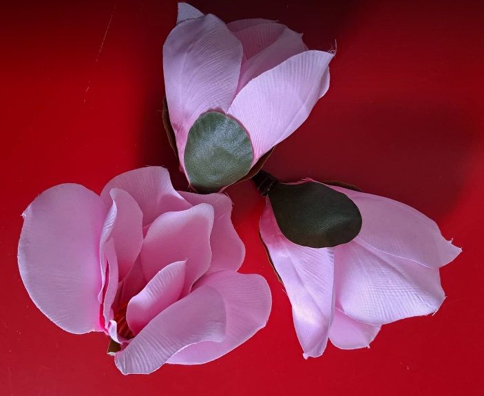 Dekorace umělá květ Magnolie růžový 13 cm - 1ks