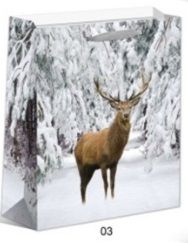 Dárková vánoční taška LUX s glitry 26x32x10cm - 1ks - Jeden jelen
