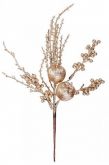 Dekorace umělá větvička s glitry Jablíčka 32cm - 1ks | Sněhová, Zlatá