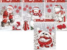 Adhezní vánoční (okenní) fólie V zimě 300x420mm | Medvídek, Santa, Tučňáci