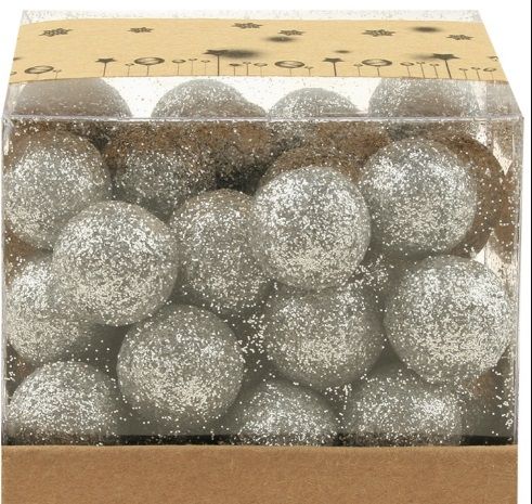 Kuličky z polystyrenu s glitry Stříbrné 20mm - 30ks