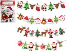 Papírová vánoční girlanda Vánoční 230cm - 1ks | Santa, Sobík, Vánoční ozdoby, Zvonečky