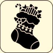 Šablona plastová 15x15cm - 1ks - Vánoční ponožka
