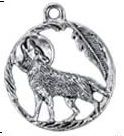 Přívěsek kov Vlk barva antik stříbrná 25x21,5x2mm - 1ks