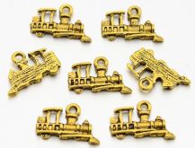 Dekorace kov Lokomotiva barva antik zlatá 17,8x11,5x2mm - 1ks