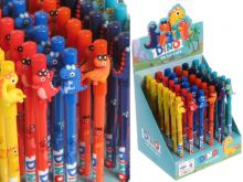 Gumovací gelové pero Dino 0,5mm modrá náplň - 1ks | Červená, Oranžová, Sv.modrá, Tm.modrá, Tyrkysová, Žlutá