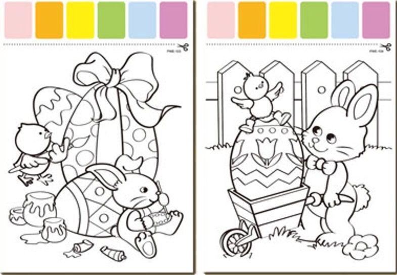 Kreativní omalovánka s barvičkami A4 - 2ks - Velikonoce