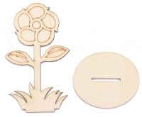 Dekorace dřevěná na stojánku na postavení Květina 100x60mm - 1ks