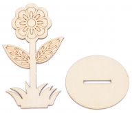 Dekorace dřevěná na stojánku na postavení Květina 100x60mm - 1ks - Květ