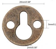 Dekorace nebo závěs kov Klíčová dírka +2 šroubky 25x2mm - 1ks