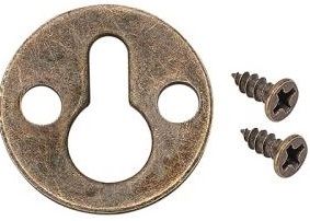 Dekorace nebo závěs kov Klíčová dírka 25x2mm + 2 šroubky - 1set - Antik bronz